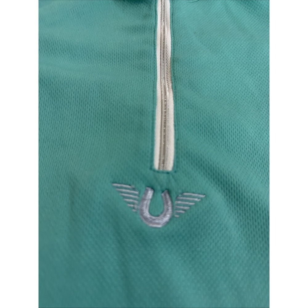 Youth TUFF RIDER Long Sleeve Riding Shirt Size Small Turquoise White Equestrian